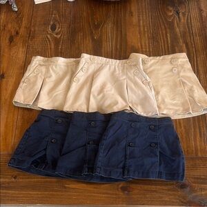 Beige and Navy Pleated Mini Skorts